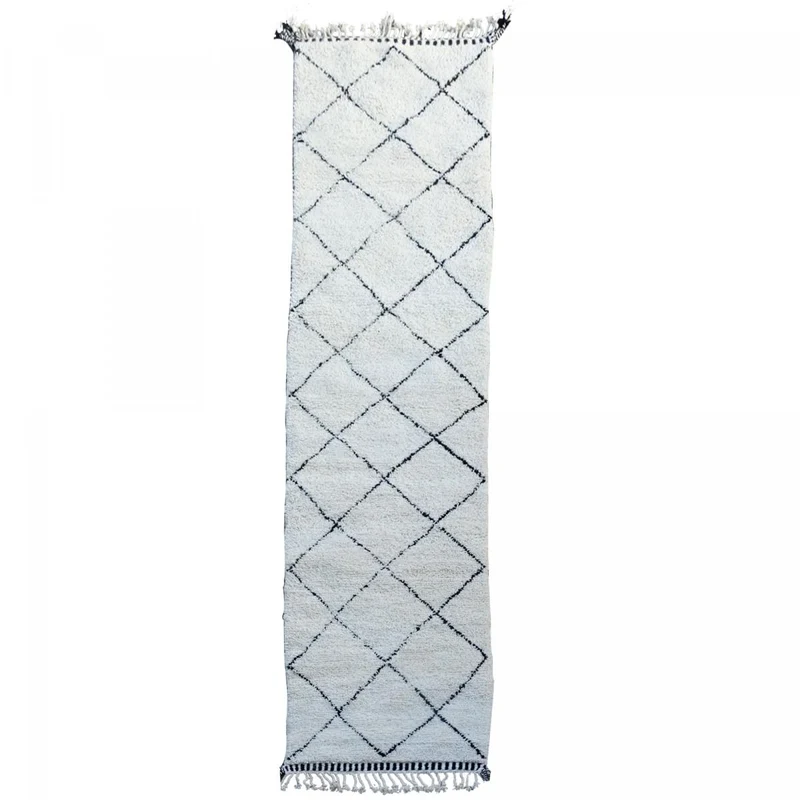 Tapis Berbère en Laine Crème 95x505 cm