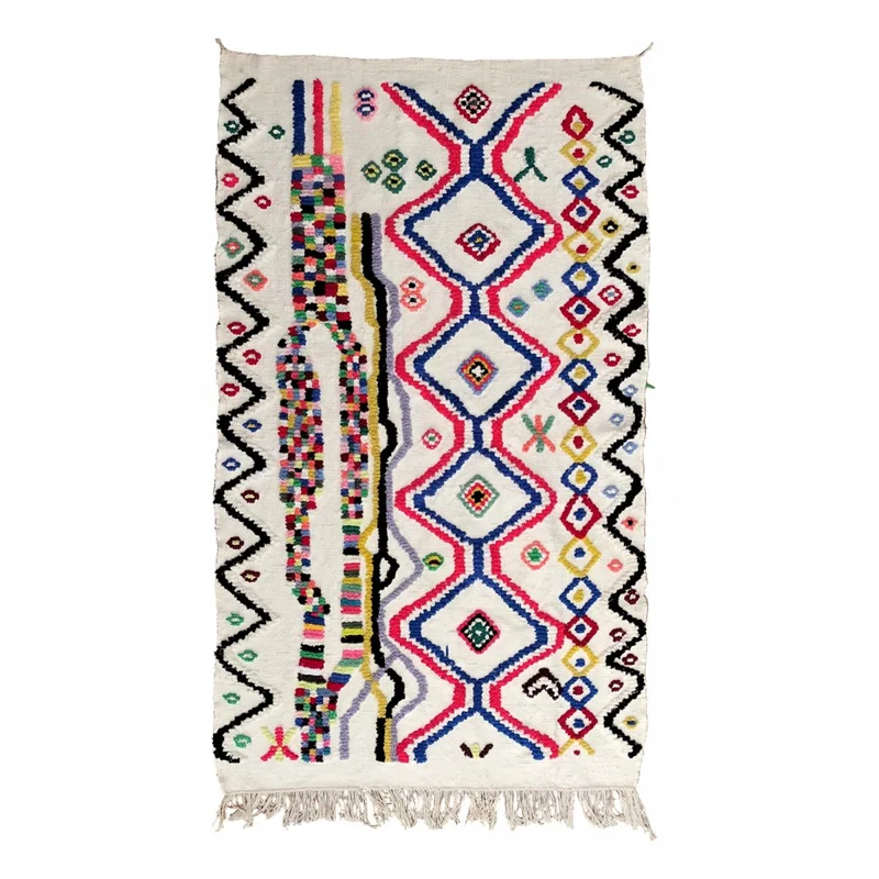 Tapis Berbère Rectangulaire 130x210 en Coton Multicolore