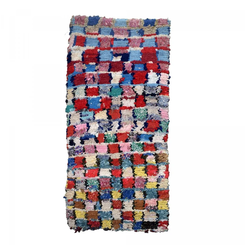 Tapis Berbère 100x200 en Tissu Recyclé Multicolore