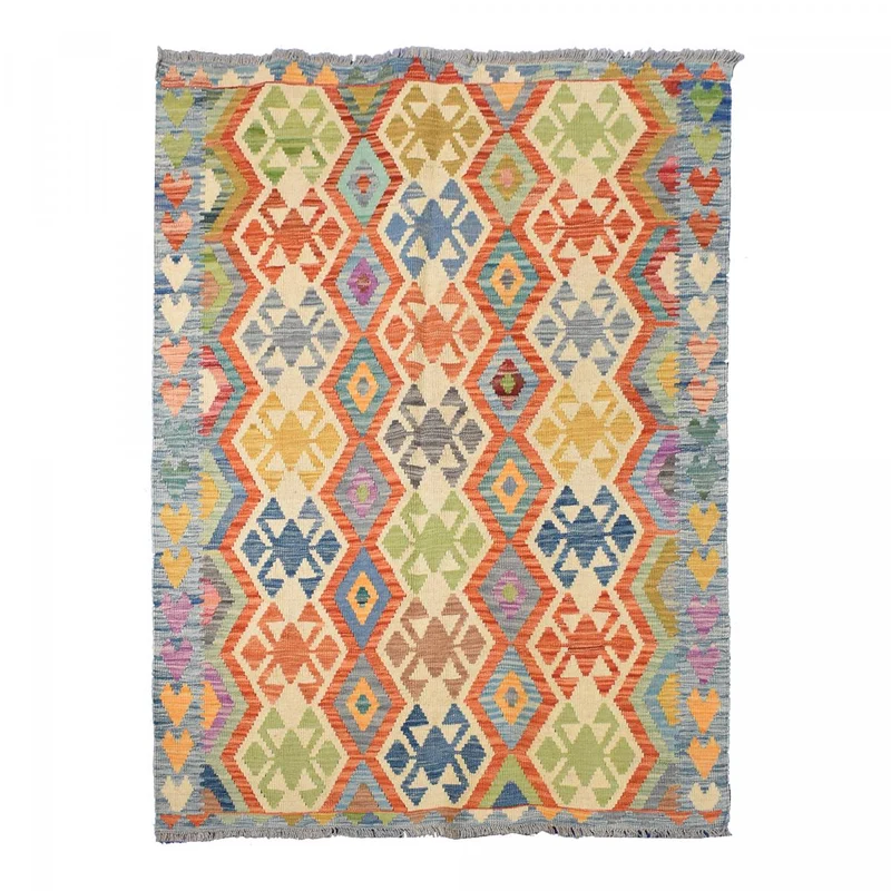 Tapis Kilim Multicolore en Laine 138x171