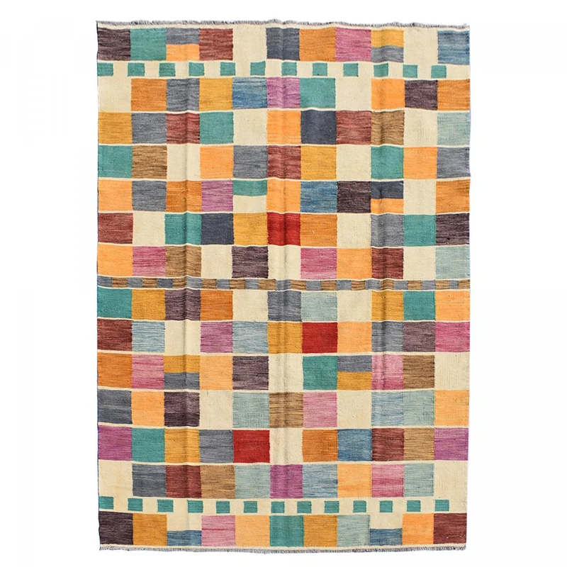Tapis Kilim Multicolore en Laine 208x290 cm – Royaume du Tapis
