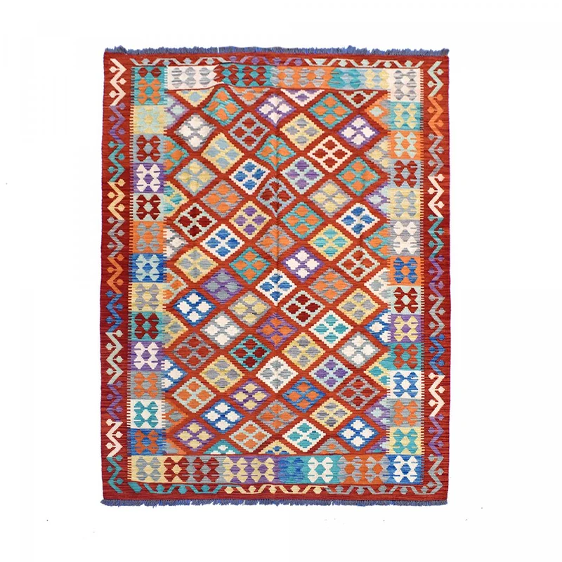 Tapis Kilim Multicolore en Laine 177x243 cm – Royaume du Tapis