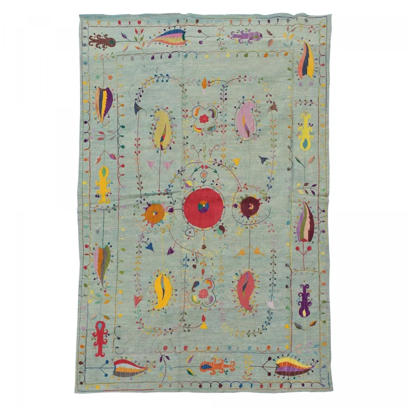 Tapis Kilim Bleu en Laine 196x288 cm – Royaume du Tapis