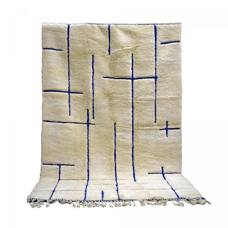 Tapis Écru Beni Ouarain Luxe en Laine 184x275 cm – Royaume du Tapis