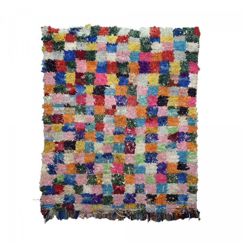 Tapis Boucharouite Multicolore en Tissu Recyclé 100x120 cm – Royaume du Tapis