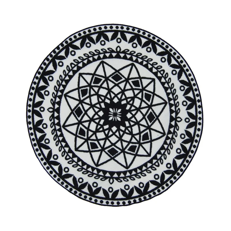 Tapis Rond Noir en Polyamide 100x100 cm – Royaume du Tapis