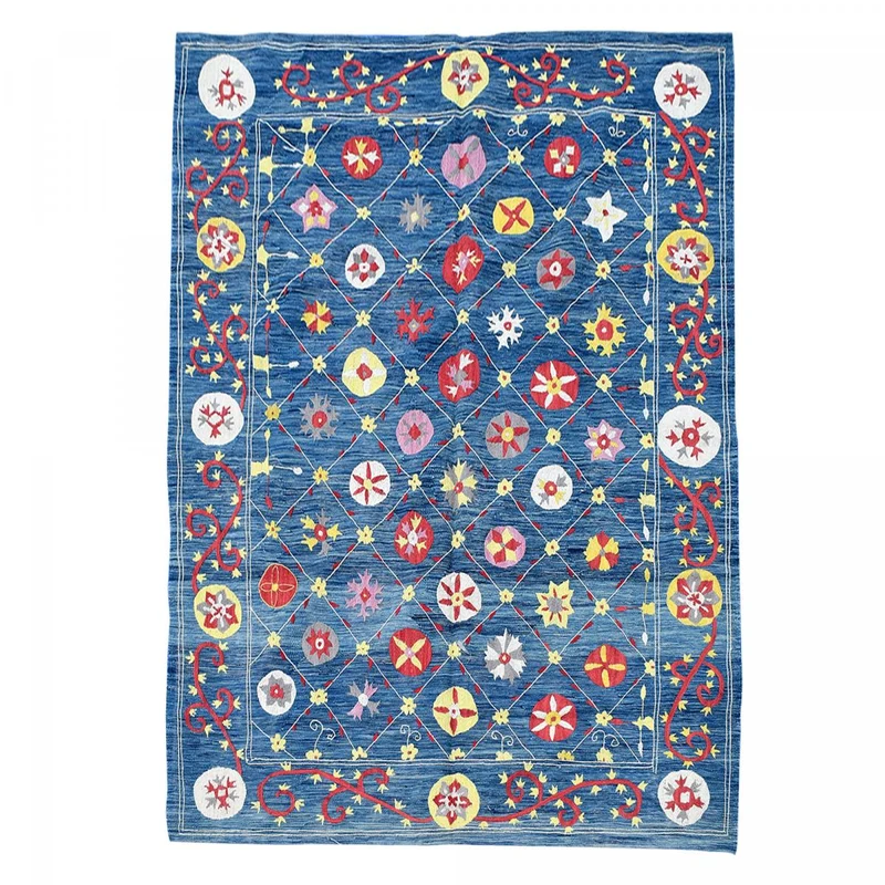 Tapis Kilim Bleu en Laine : Tapis berbère - 175x236 cm