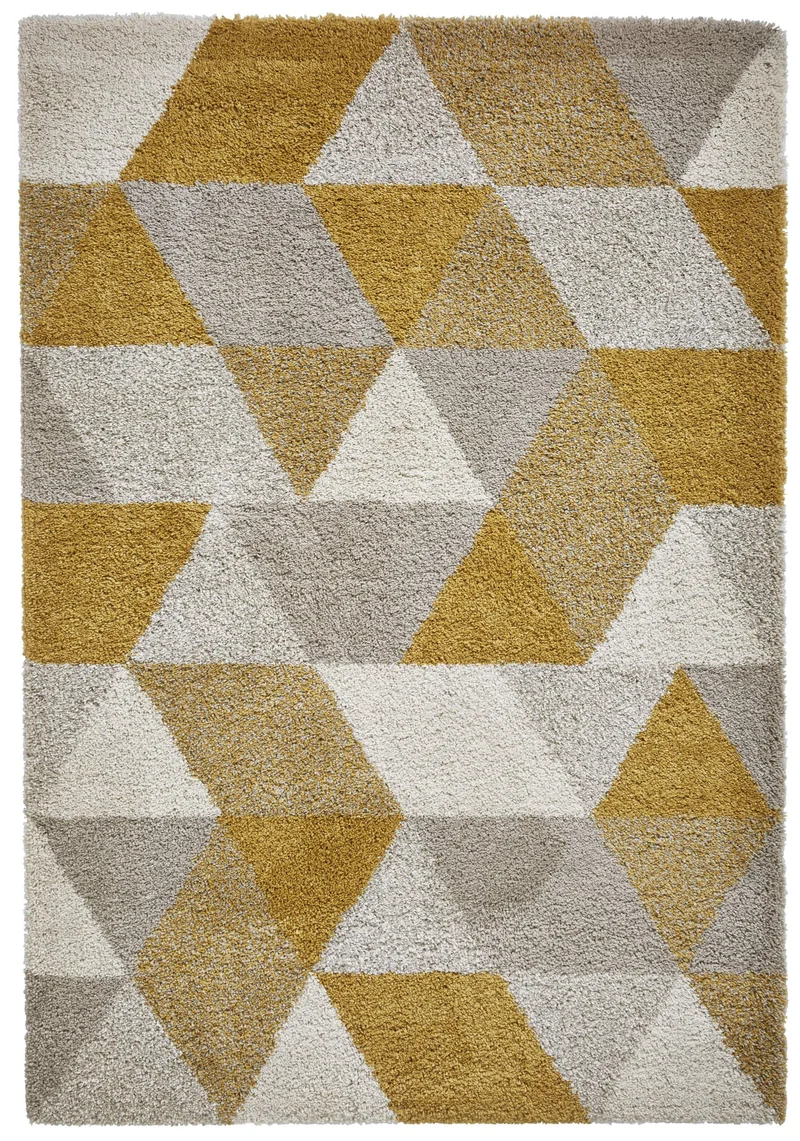 Tapis Shaggy style scandinave beige et jaune ROYAL NOMADIC