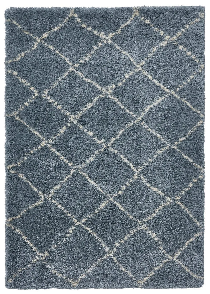 Tapis Shaggy style berbère bleu grisé ROYAL NOMADIC