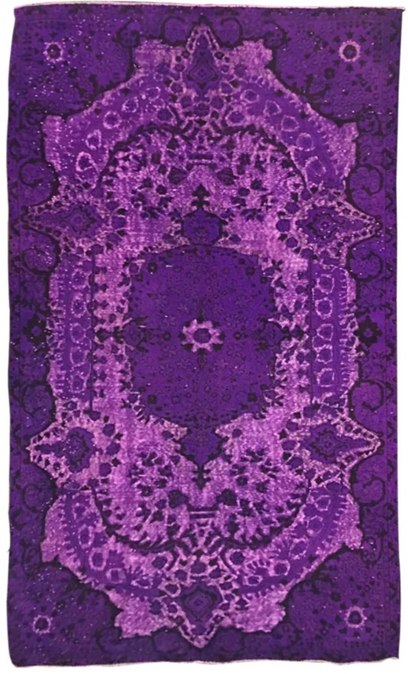Tapis Violet Rétro-Vintage en Laine noué main OYMALI lilas