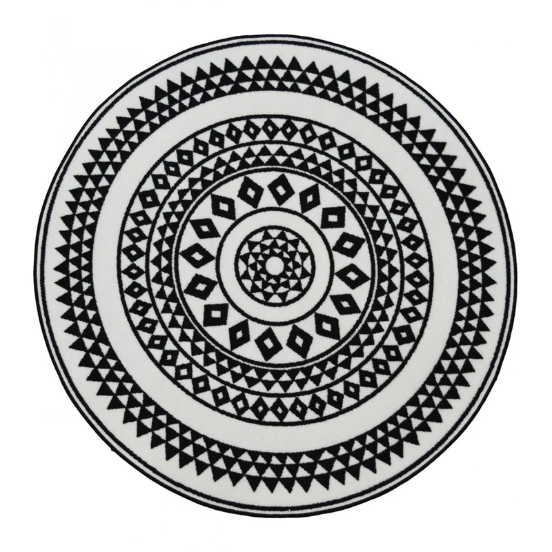 Tapis Rond Noir en Polyamide 2 100x100 cm – Royaume du Tapis