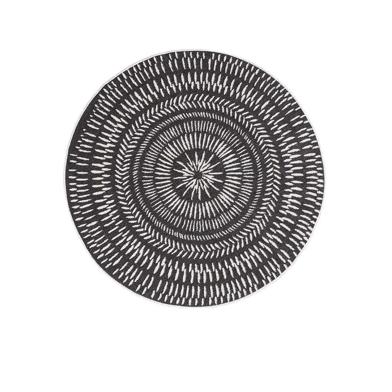 Tapis d'Extérieur Rond Noir et Écru 160x160 cm – Royaume du Tapis