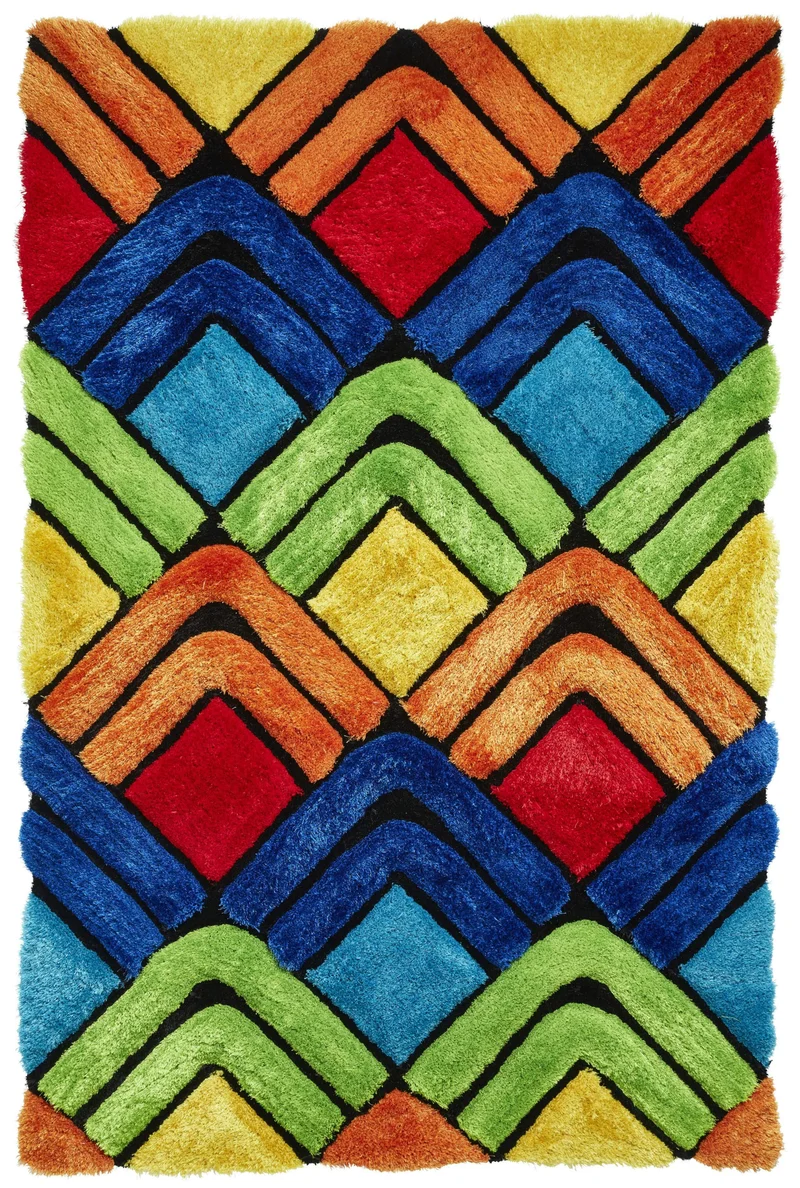 Tapis Shaggy multicolore formes géométriques NOBLE HOUSE 8199