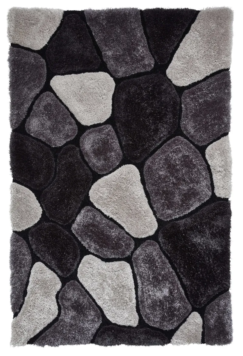 Tapis Shaggy Noir graphique tufté main NOBLE HOUSE NH5858