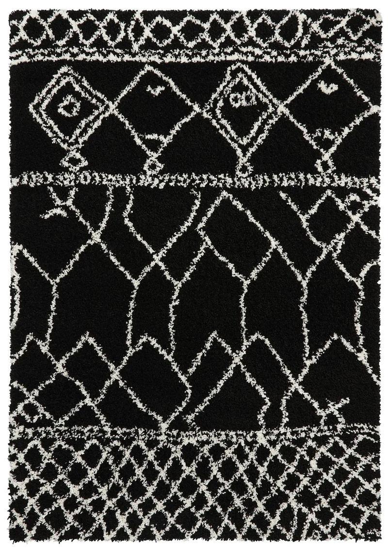 Tapis Shaggy Noir motif Berbère SCANDI BERBER