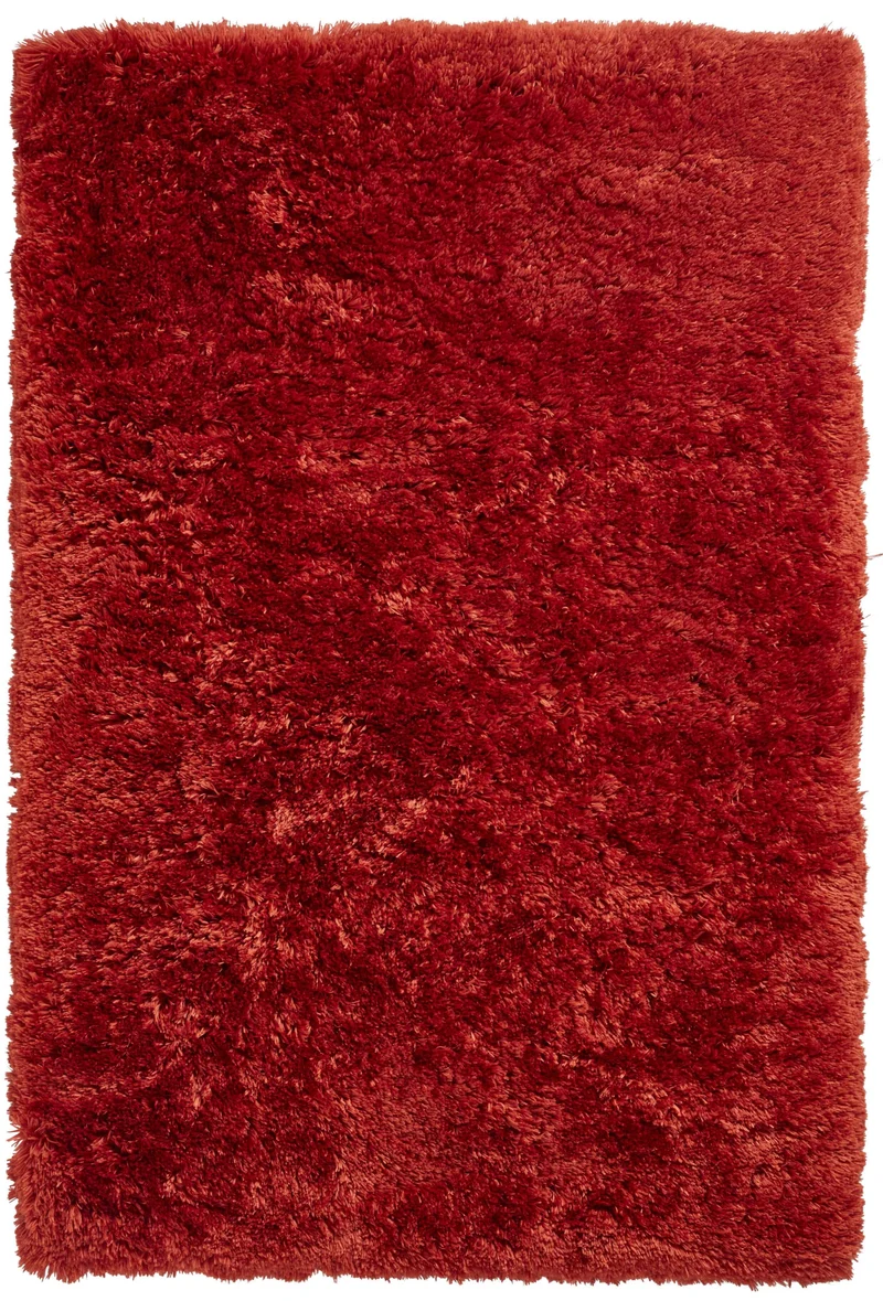 Tapis Uni rouge orangé poils long ultra doux POLAR
