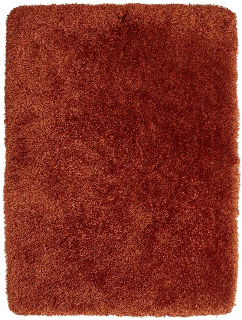 Tapis Shaggy uni couleur terra cotta en acrylique MONTANA