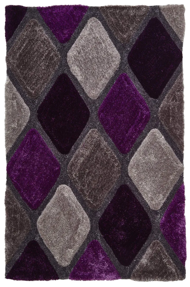 Tapis Shaggy violet graphique losange NOBLE HOUSE 9247