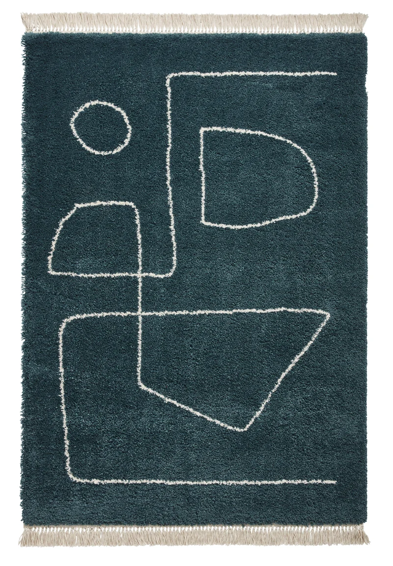 Tapis Shaggy Vert foncé Graphique BOHO A474