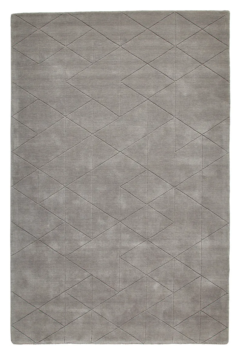 Tapis Gris Uni en laine graphique KASBAH
