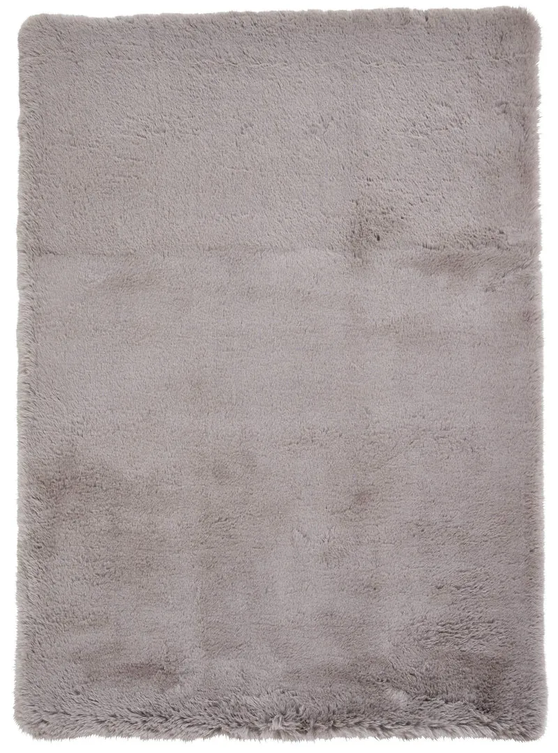 Tapis Gris uni à poils long en polyester SUPER TEDDY