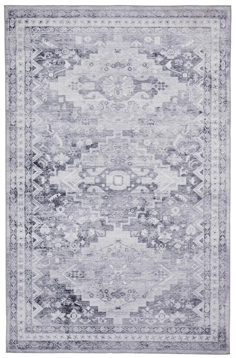 Tapis Gris traditionnel kilim pour salon et couloir TOPAZ
