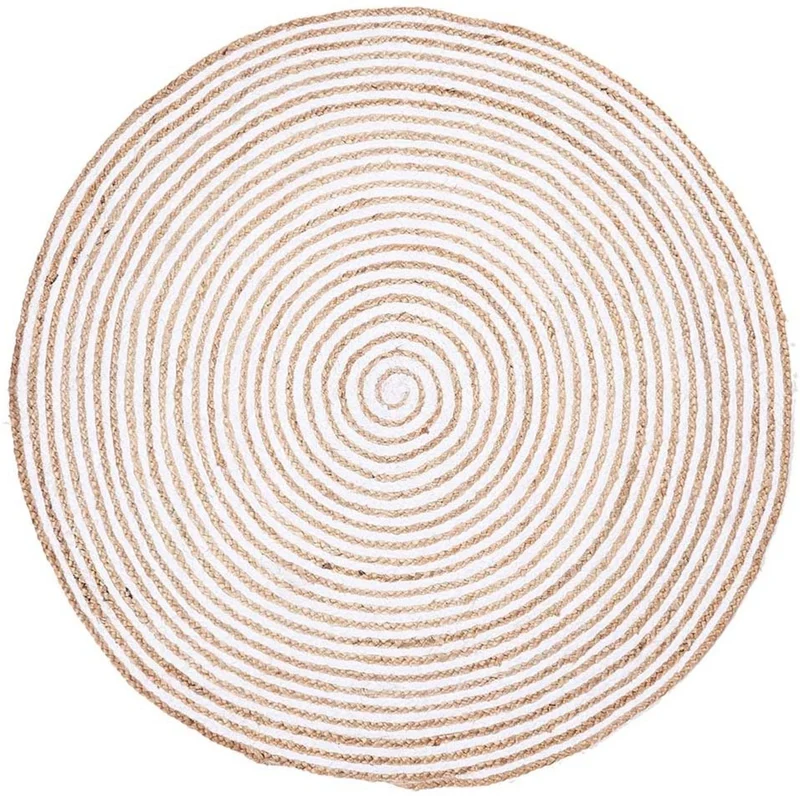 Tapis Rond en Jute Blanc kilim tissé main SPIRALTRY