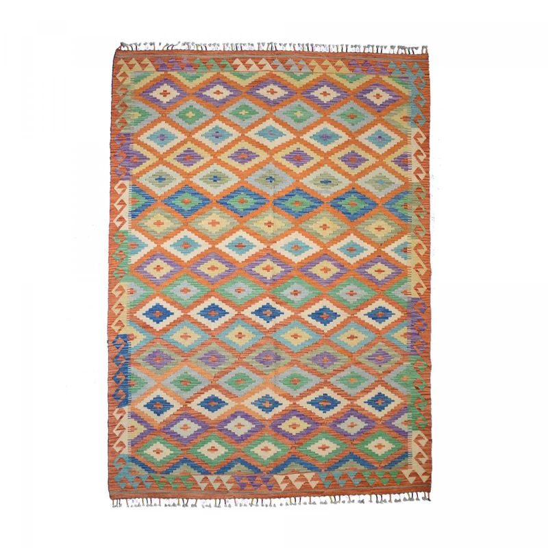 Tapis Kilim Multicolore en Laine 179x252 cm – Royaume du Tapis