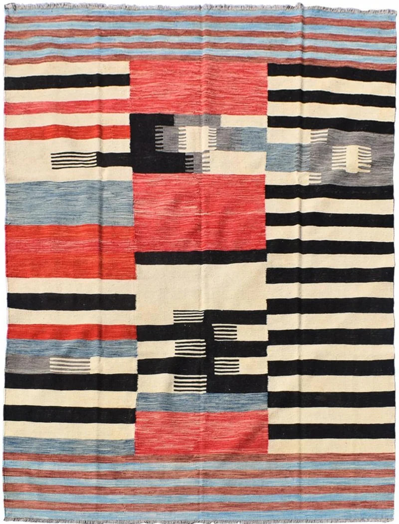 Tapis Kilim Multicolore en Laine 201x293 cm – Royaume du Tapis