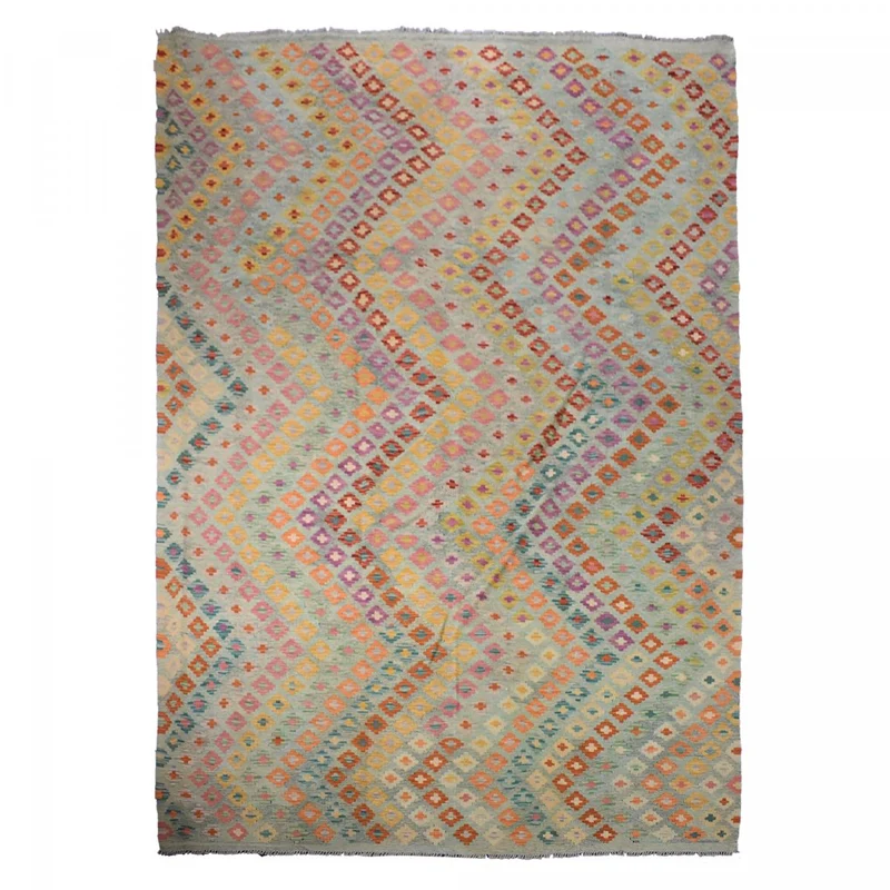 Tapis Kilim Multicolore en Laine 211x292 cm – Royaume du Tapis