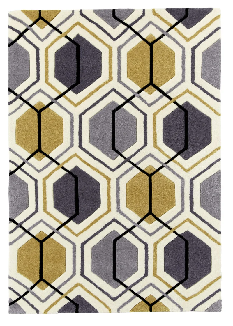 Tapis Jaune formes géométriques HONG KONG 7526
