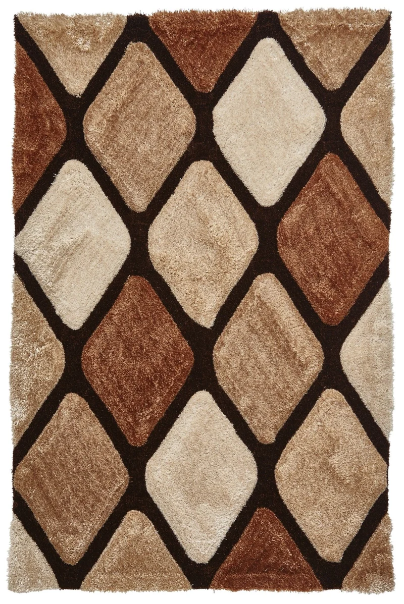 Tapis Marron Shaggy style graphique en acrylique NOBLE HOUSE 9247