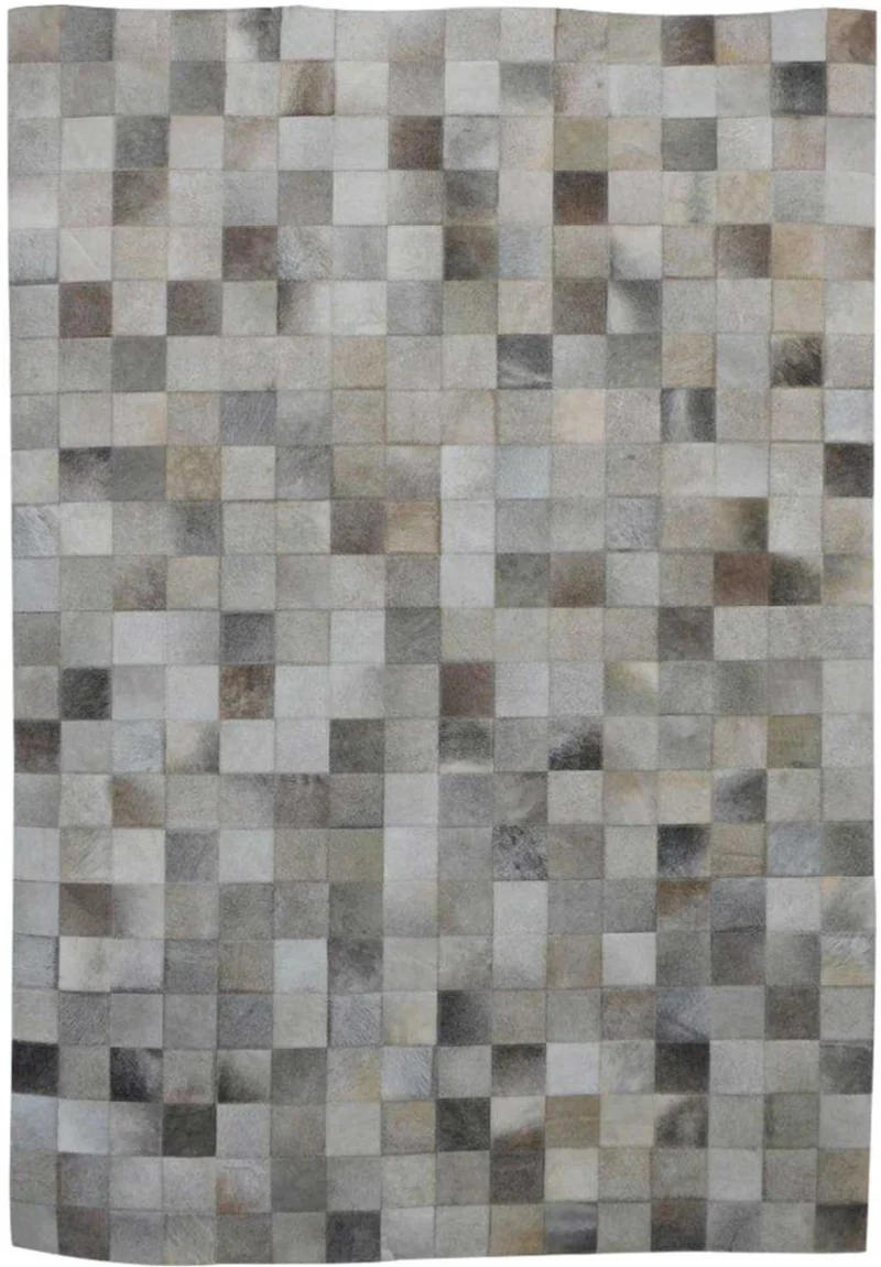 Tapis kilim Gris en cuir OLINDA