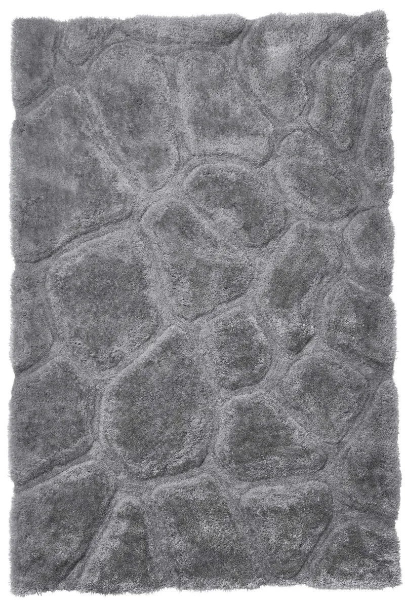 Tapis gris shaggy graphique fait main NOBLE HOUSE NH5858