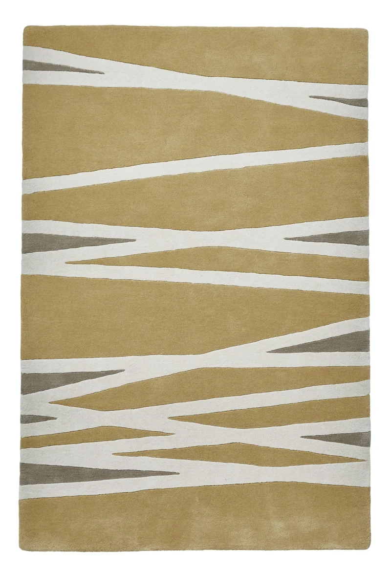 Tapis Jaune motif rayé en laine ELEMENTS EL61