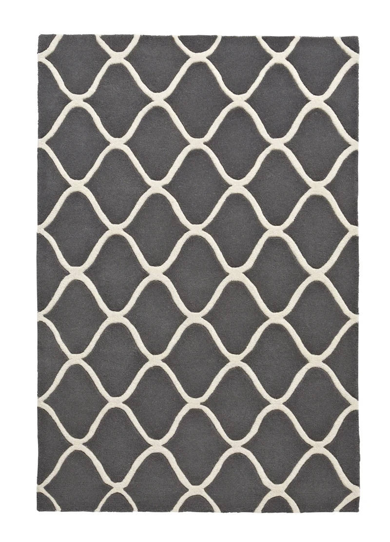 Tapis Gris Graphique en Laine tissé main ELEMENTS EL 65
