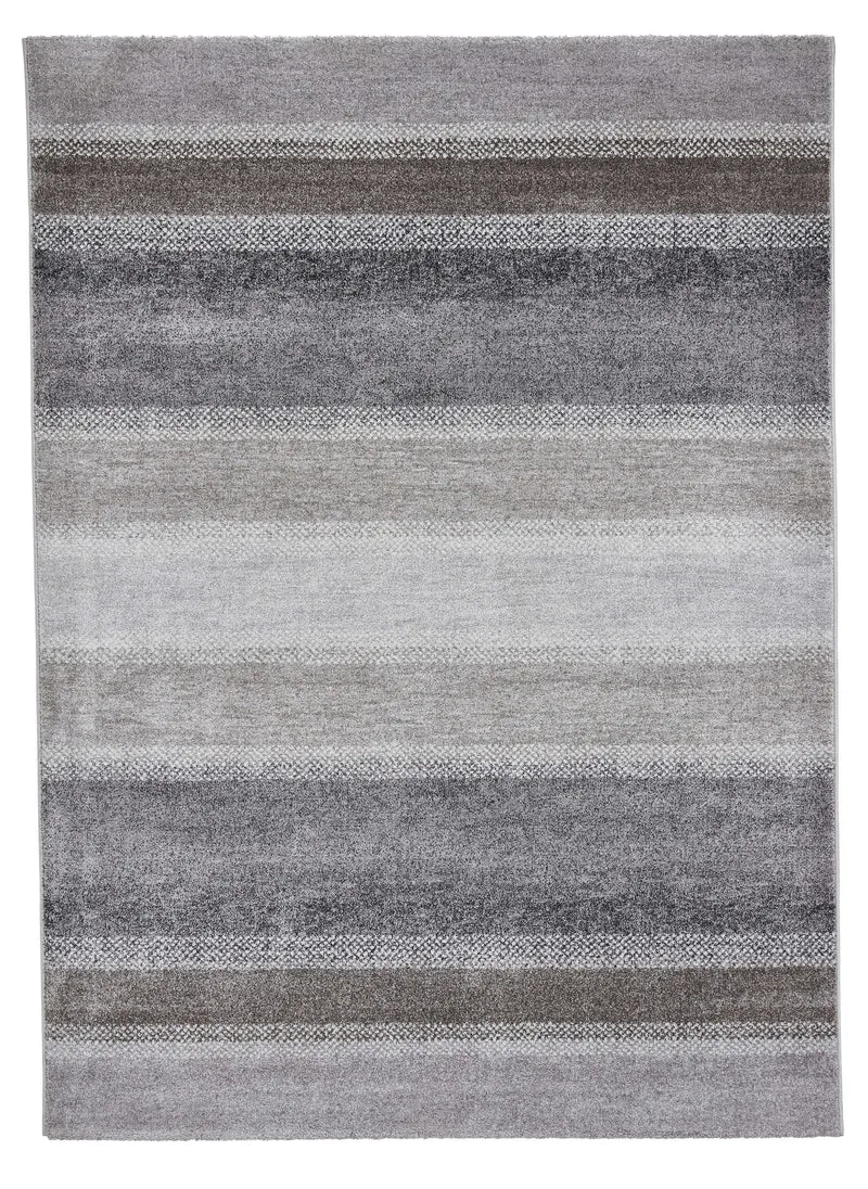 Tapis gris et beige style rayé de salon polypropylène MILANO