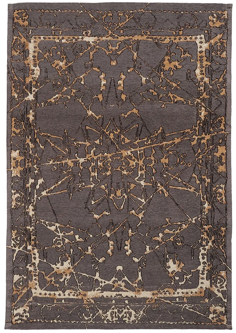 Tapis Gris Abstrait kilim tissé main DESTRUCTURAL
