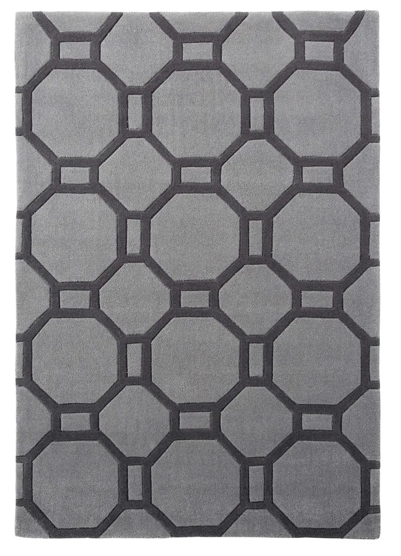 Tapis Gris forme géométrique en acrylique HONG KONG 4338