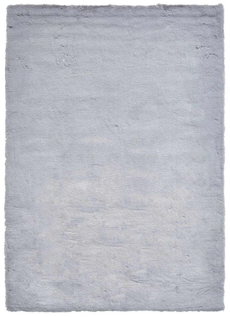 Tapis Shaggy Gris argent uni en polyester TEDDY