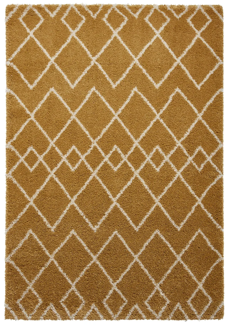 Tapis Shaggy Jaune style Ethnique ROYAL NOMADIC