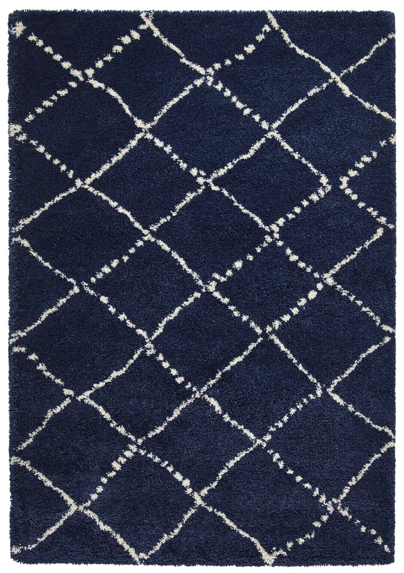 Tapis Shaggy Bleu marine style berbère ROYAL NOMADIC