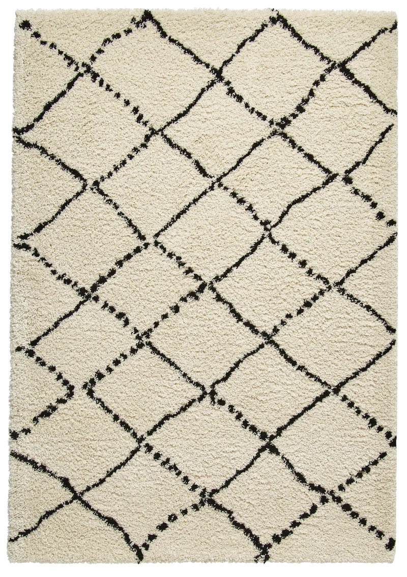 Tapis Shaggy blanc ivoire style Berbère shaggy ROYAL NOMADIC