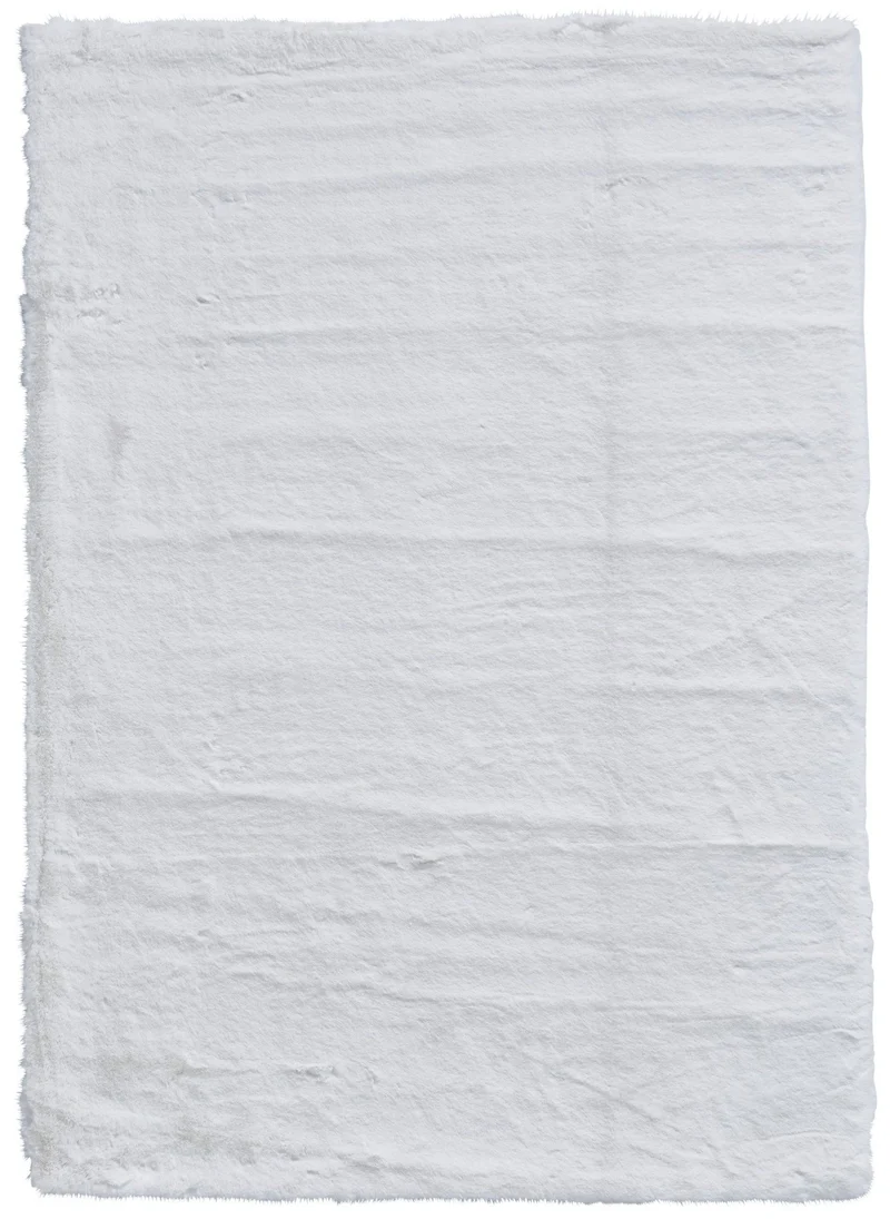 Tapis Shaggy Blanc uni en polyester TEDDY
