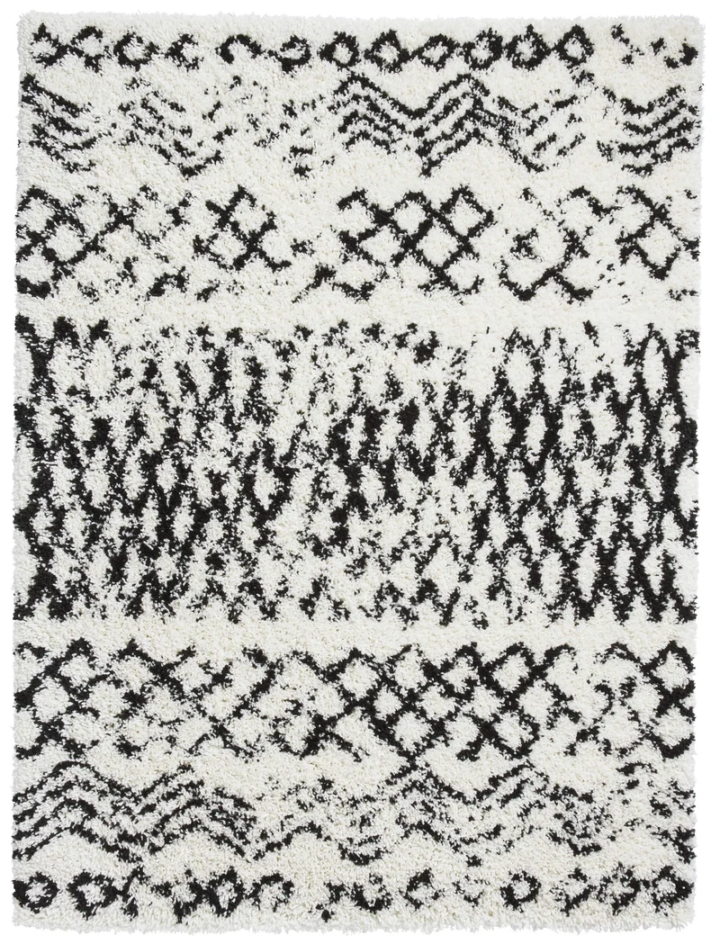 Tapis Shaggy Blanc motif Berbère SCANDI BERBER