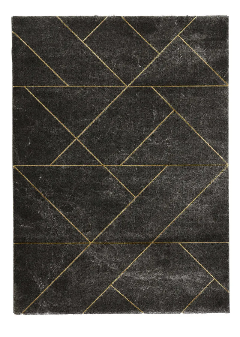 Tapis Scandinave de Salon Gris foncé et Or Craft 23486