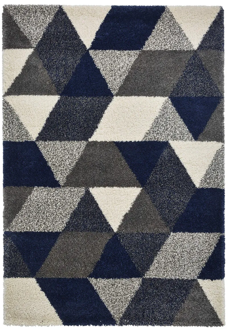Tapis Scandinave bleu marine shaggy ROYAL NOMADIC