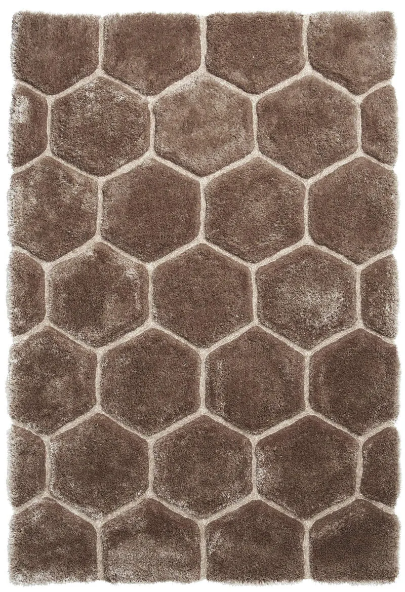 Tapis shaggy Beige motif graphique acrylique NOBLE HOUSE NH30782
