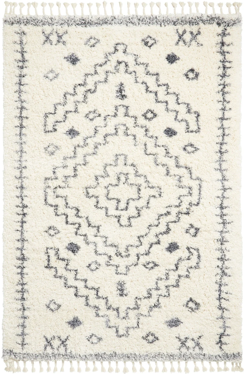 Tapis Shaggy Blanc Berbère Aspen 1537