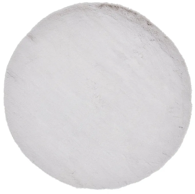 Tapis Rond Shaggy Gris argent en polyester TEDDY